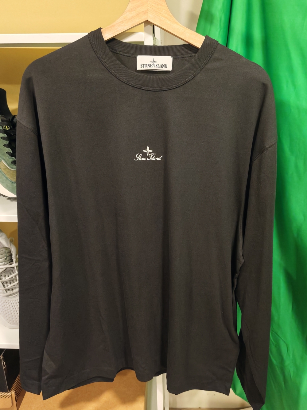 Stone Island Black Long Sleeve Crewneck with Small Chest Logo